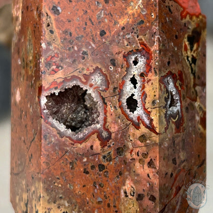 Polished Volcanic Red Fox Botryoidal Agate Tower