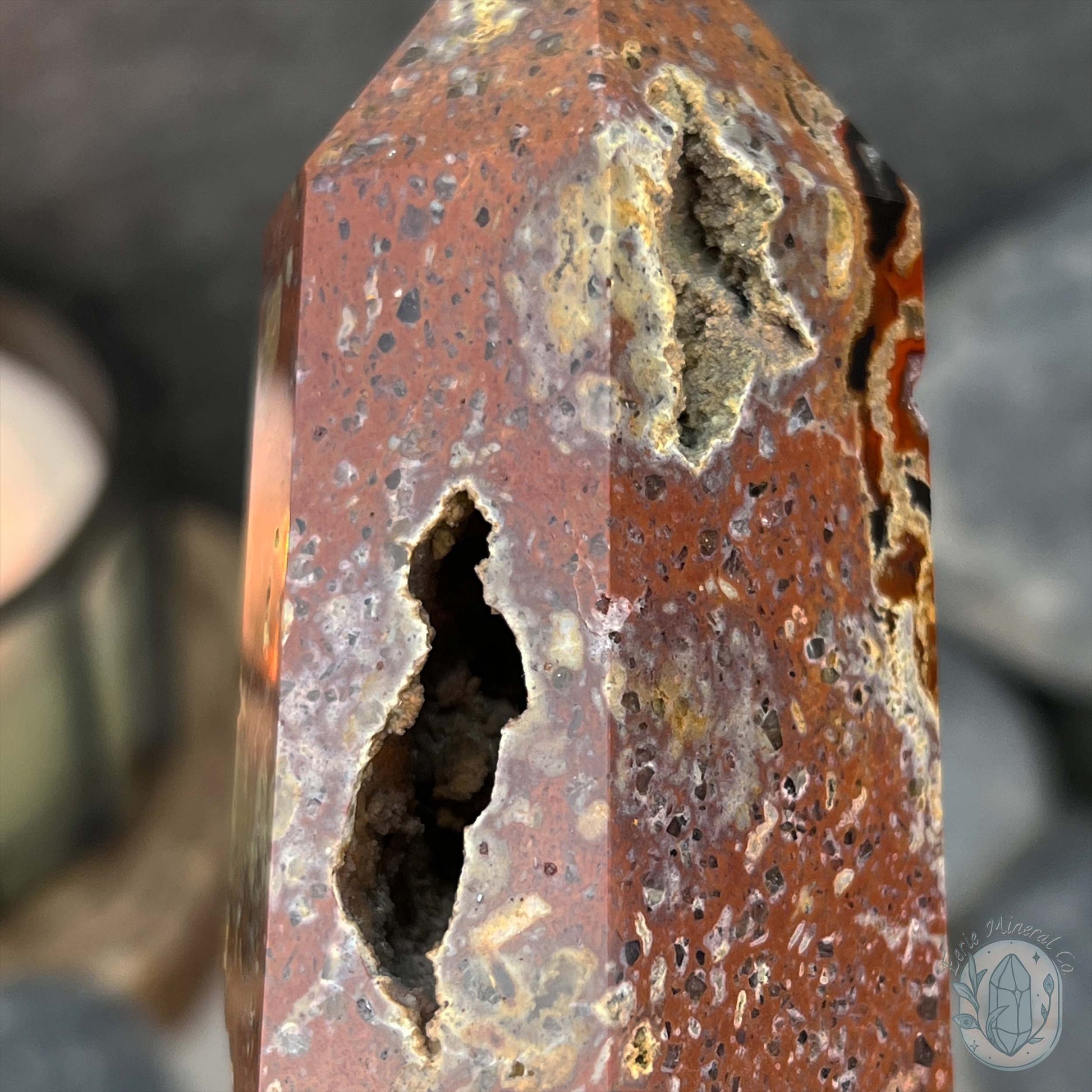 Polished Volcanic Red Fox Botryoidal Agate Tower