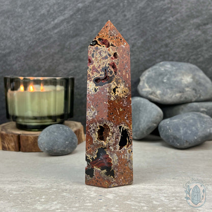 Polished Volcanic Red Fox Botryoidal Agate Tower