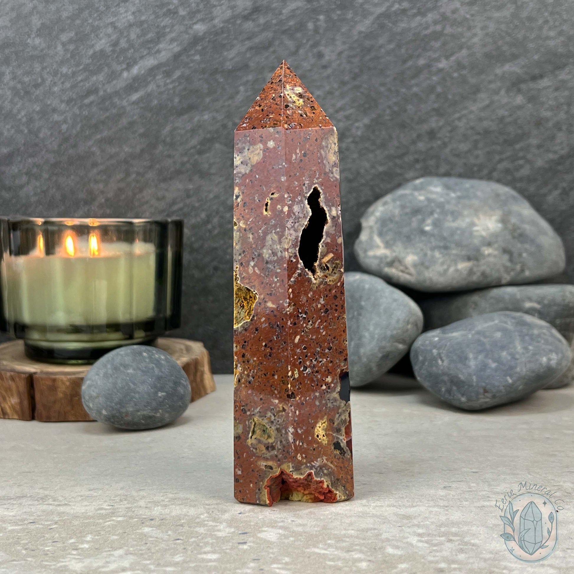 Polished Volcanic Red Fox Botryoidal Agate Tower