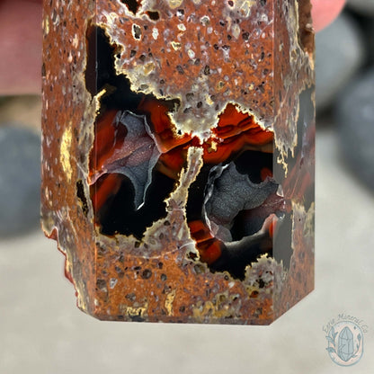 Polished Volcanic Red Fox Botryoidal Agate Tower