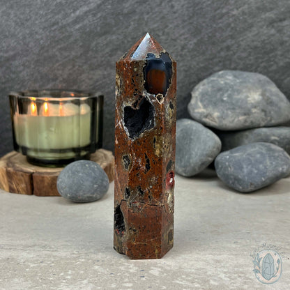 Polished Volcanic Red Fox Botryoidal Agate Tower