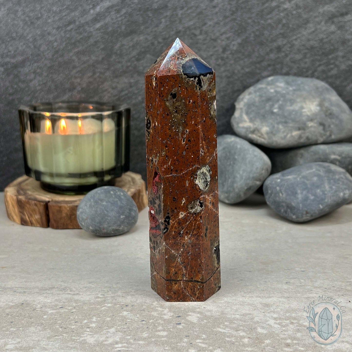Polished Volcanic Red Fox Botryoidal Agate Tower