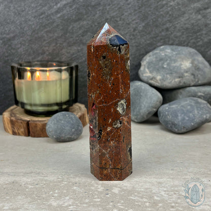 Polished Volcanic Red Fox Botryoidal Agate Tower