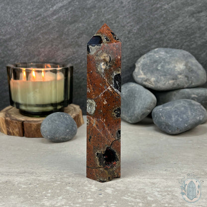 Polished Volcanic Red Fox Botryoidal Agate Tower