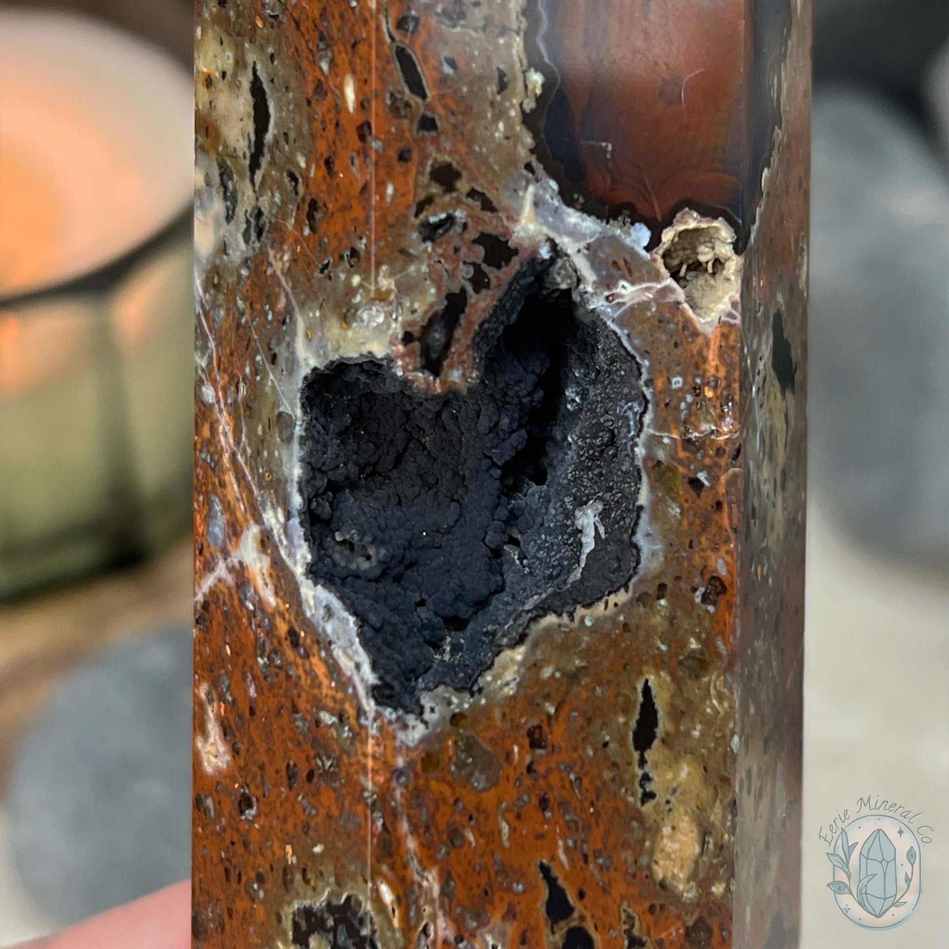 Polished Volcanic Red Fox Botryoidal Agate Tower