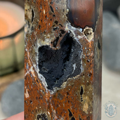 Polished Volcanic Red Fox Botryoidal Agate Tower
