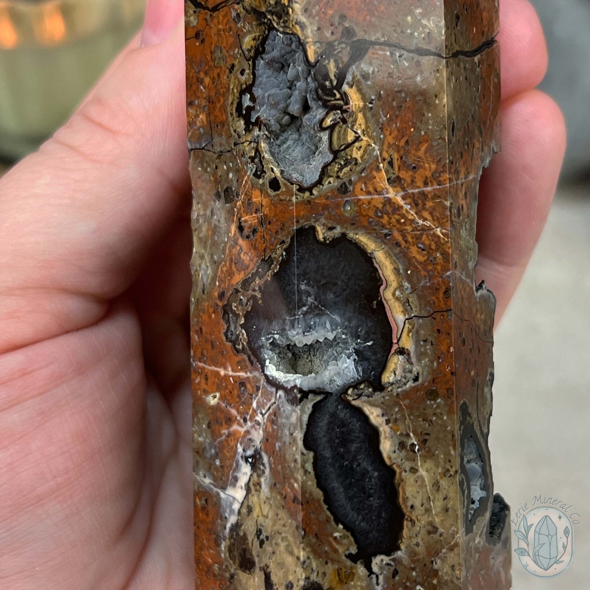 Polished Volcanic Red Fox Botryoidal Agate Tower