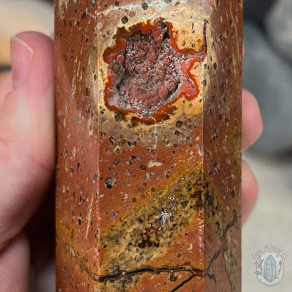Polished Volcanic Red Fox Botryoidal Agate Tower
