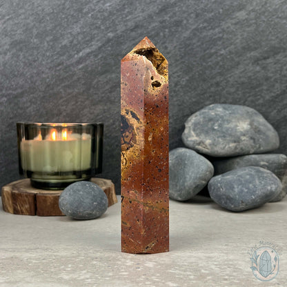 Polished Volcanic Red Fox Botryoidal Agate Tower