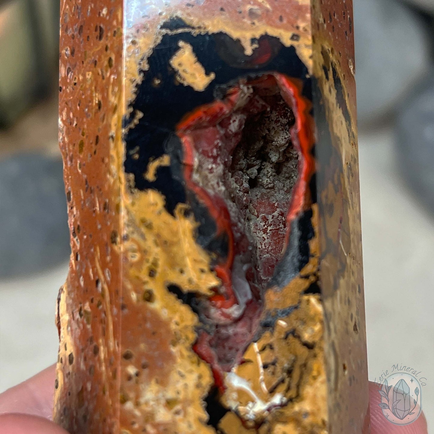 Polished Volcanic Red Fox Botryoidal Agate Tower