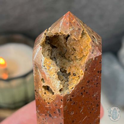 Polished Volcanic Red Fox Botryoidal Agate Tower
