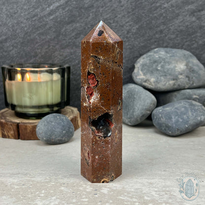 Polished Volcanic Red Fox Botryoidal Agate Tower