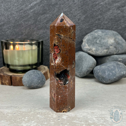 Polished Volcanic Red Fox Botryoidal Agate Tower