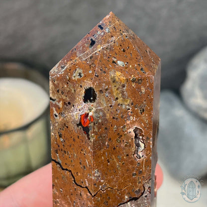 Polished Volcanic Red Fox Botryoidal Agate Tower