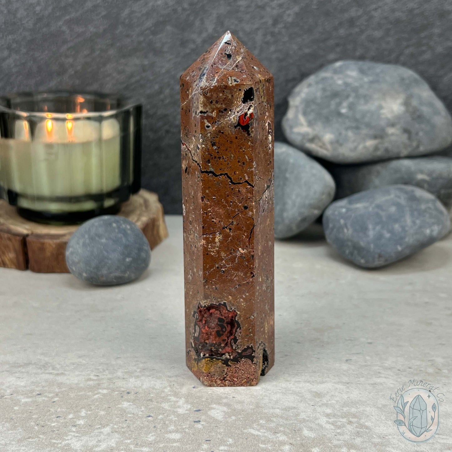 Polished Volcanic Red Fox Botryoidal Agate Tower