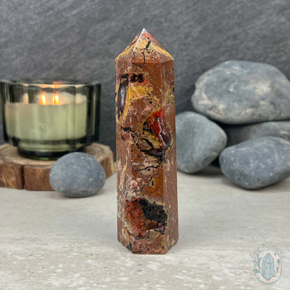 Polished Volcanic Red Fox Botryoidal Agate Tower