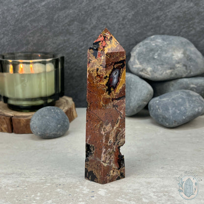 Polished Volcanic Red Fox Botryoidal Agate Tower