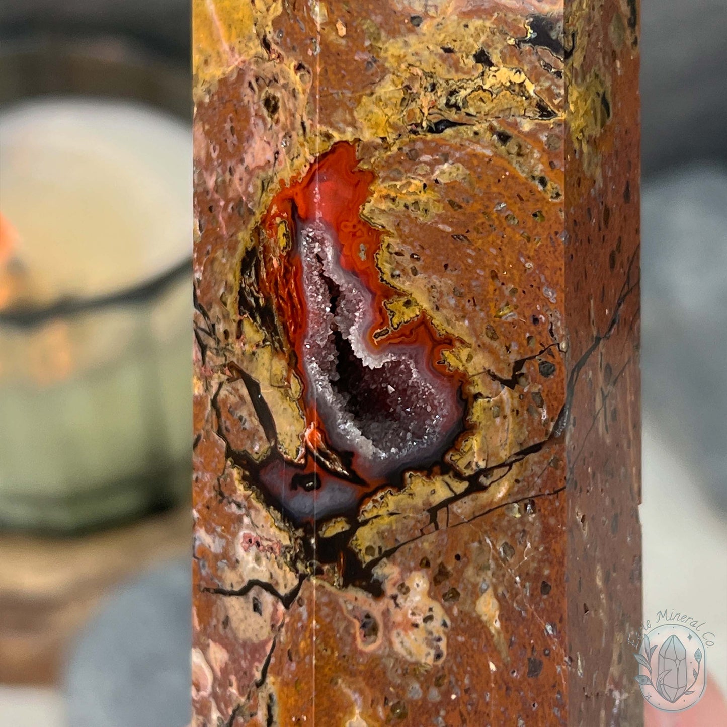 Polished Volcanic Red Fox Botryoidal Agate Tower