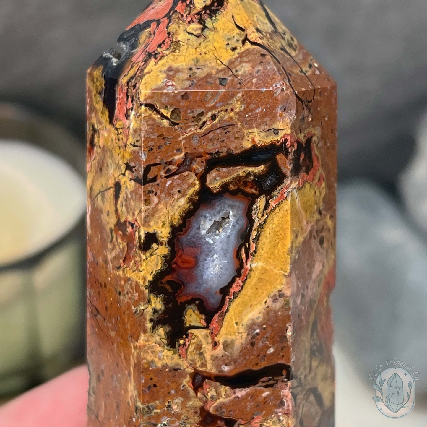 Polished Volcanic Red Fox Botryoidal Agate Tower