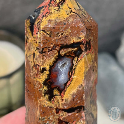 Polished Volcanic Red Fox Botryoidal Agate Tower