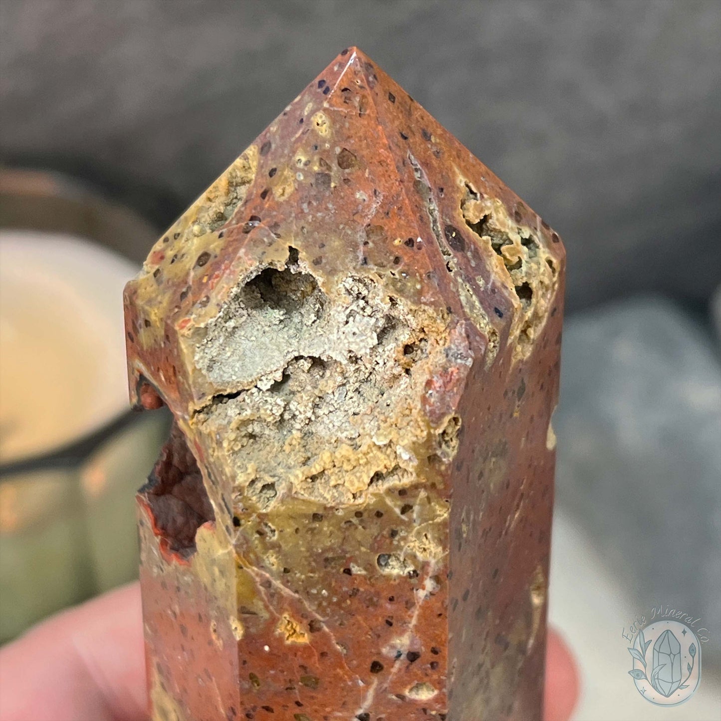 Polished Volcanic Red Fox Botryoidal Agate Tower