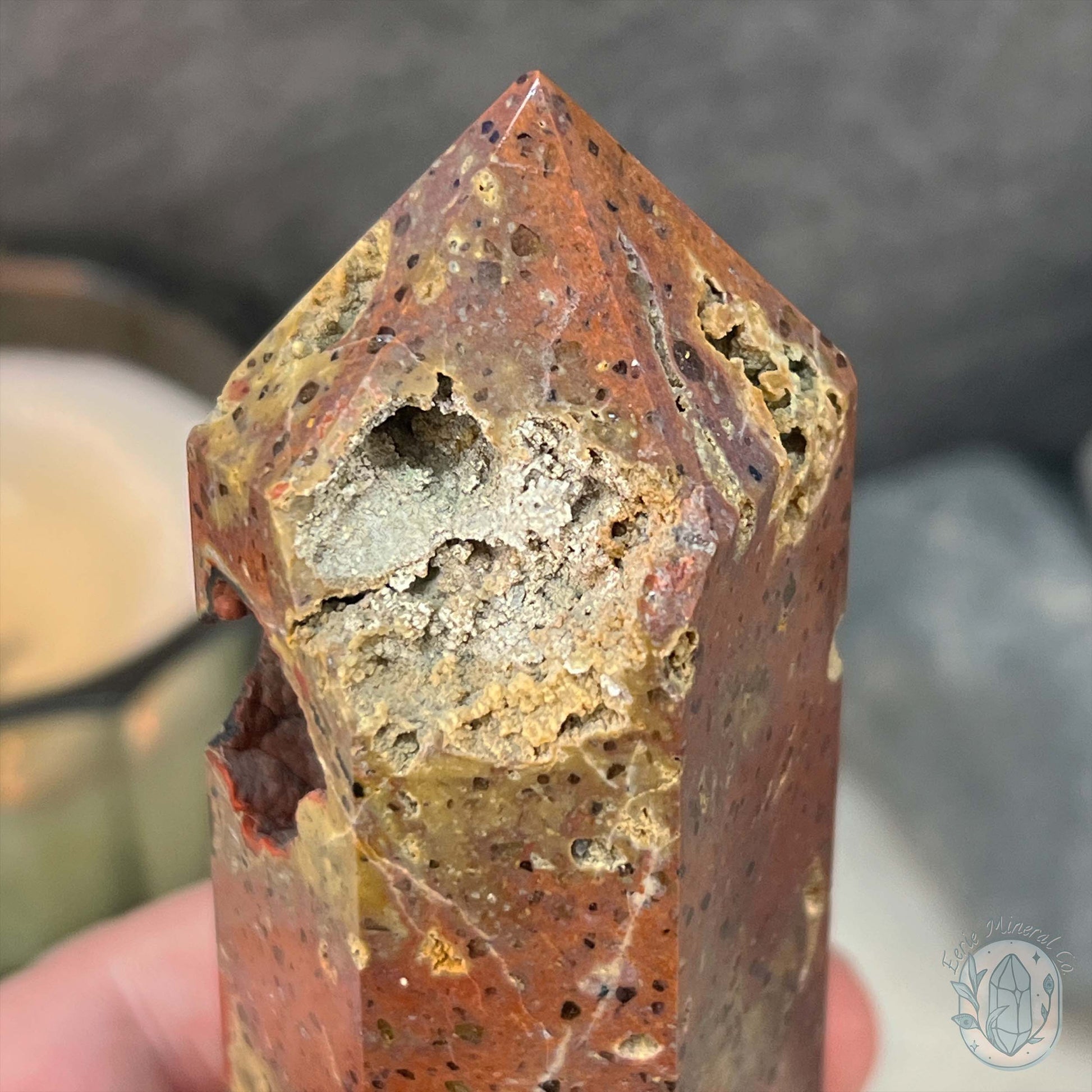 Polished Volcanic Red Fox Botryoidal Agate Tower