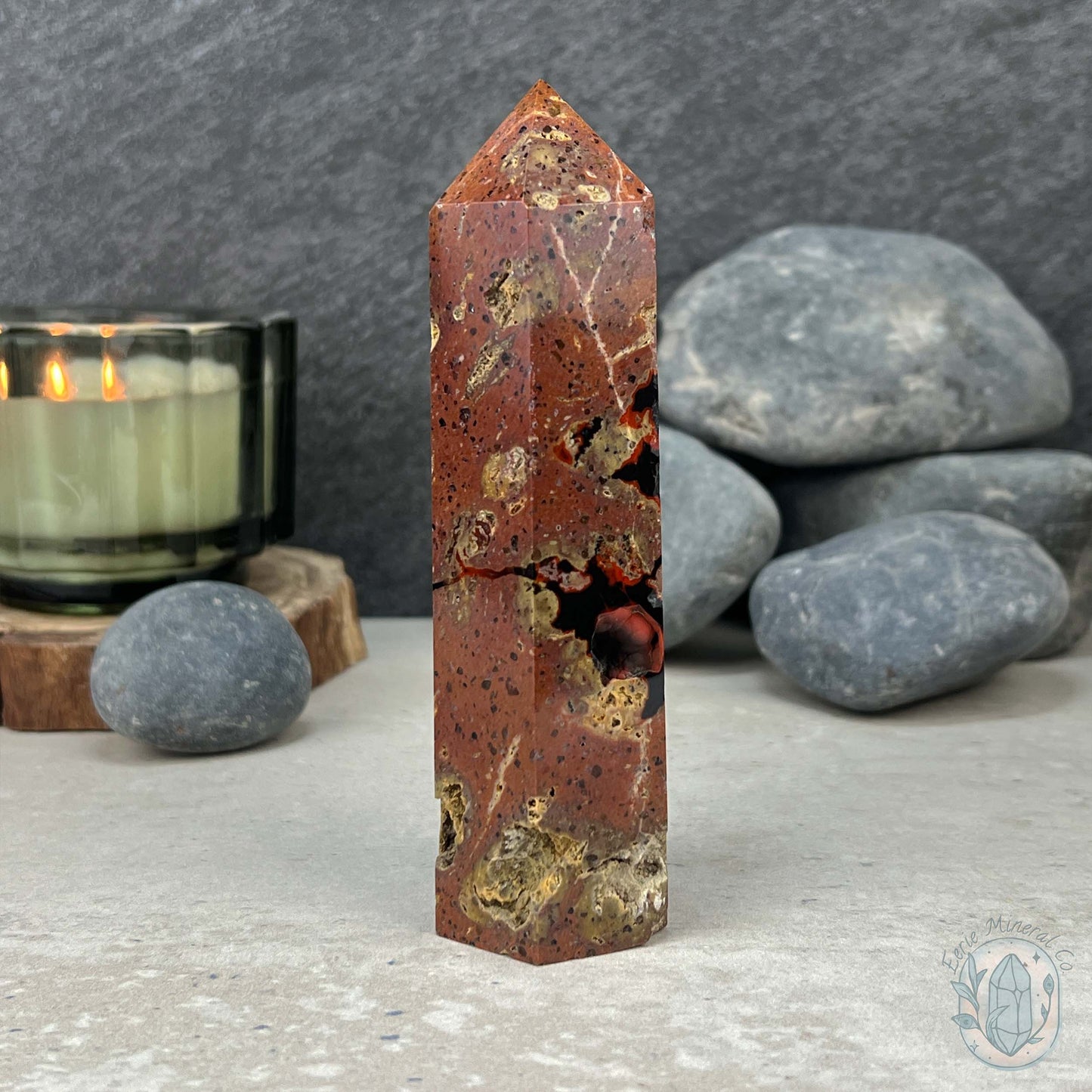 Polished Volcanic Red Fox Botryoidal Agate Tower