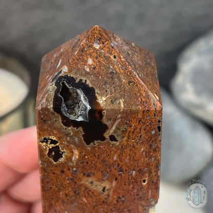 Polished Volcanic Red Fox Botryoidal Agate Tower