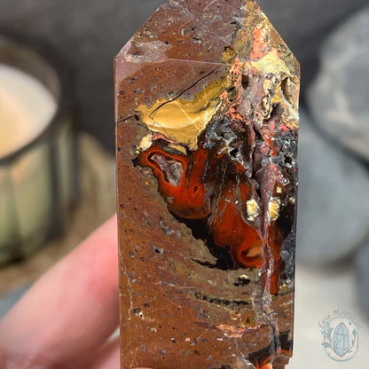 Polished Volcanic Red Fox Botryoidal Agate Tower