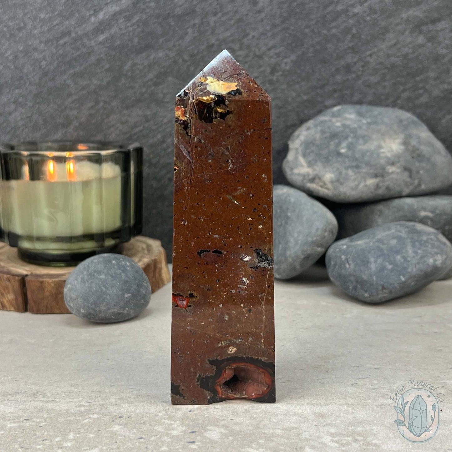 Polished Volcanic Red Fox Botryoidal Agate Tower