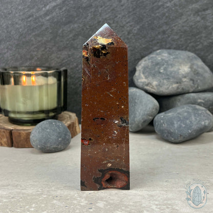 Polished Volcanic Red Fox Botryoidal Agate Tower