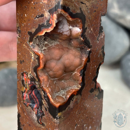 Polished Volcanic Red Fox Botryoidal Agate Tower