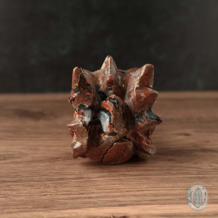 Red Fox Agate Dragon Skull Carving