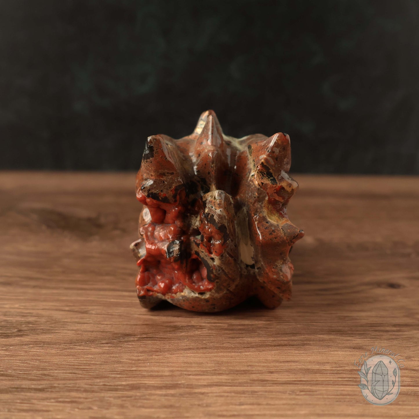 Red Fox Volcanic Agate Dragon Skull Carving