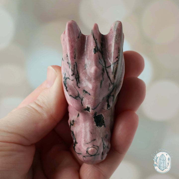 Rhodonite Dragon Head Carving