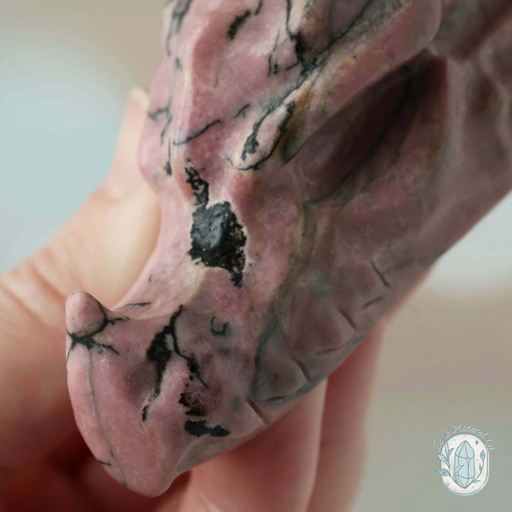 Rhodonite Dragon Head Carving