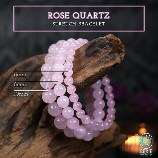 Rose Quartz Crystal Gemstone Beaded Boho Stretch Bracelet