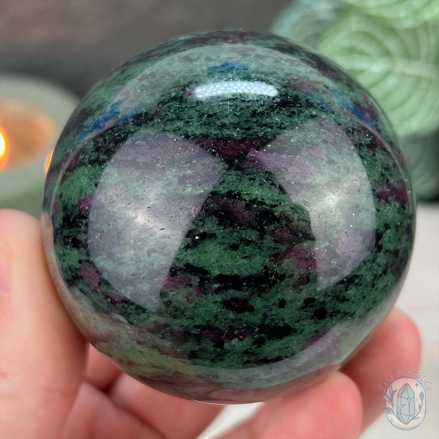 63mm UV Reactive Ruby Zoisite Sphere