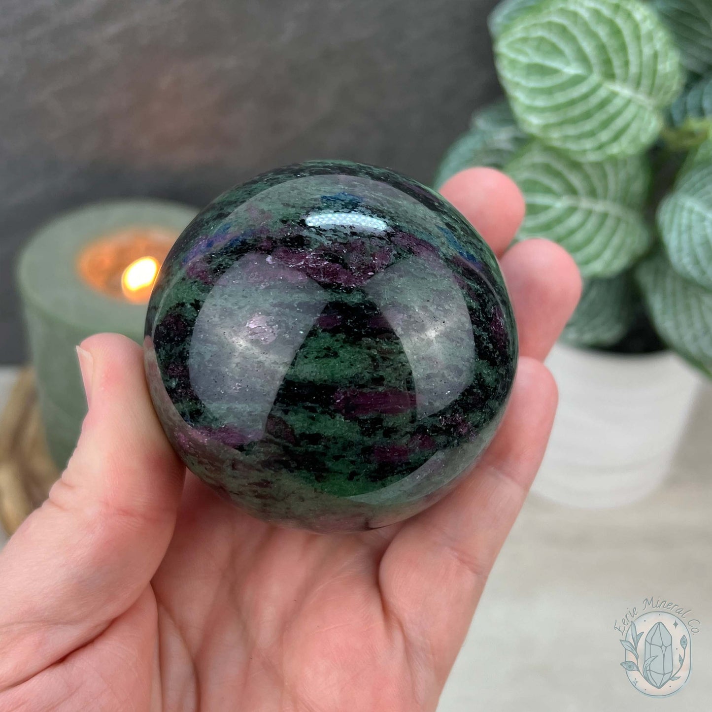 63mm UV Reactive Ruby Zoisite Sphere