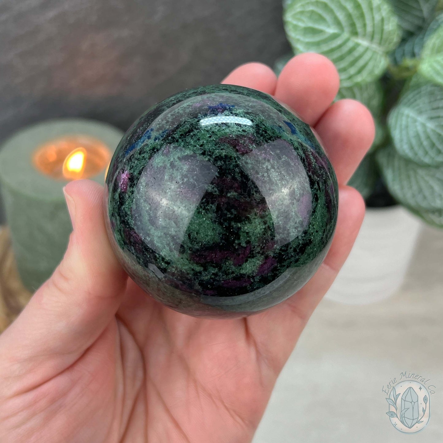 63mm UV Reactive Ruby Zoisite Sphere