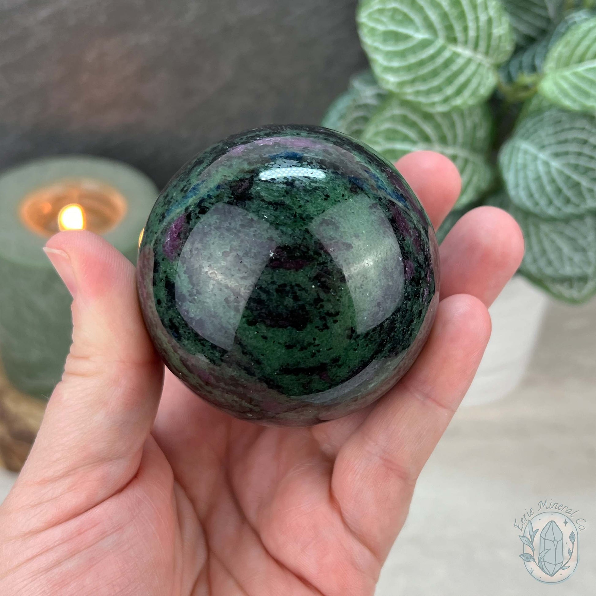 63mm UV Reactive Ruby Zoisite Sphere