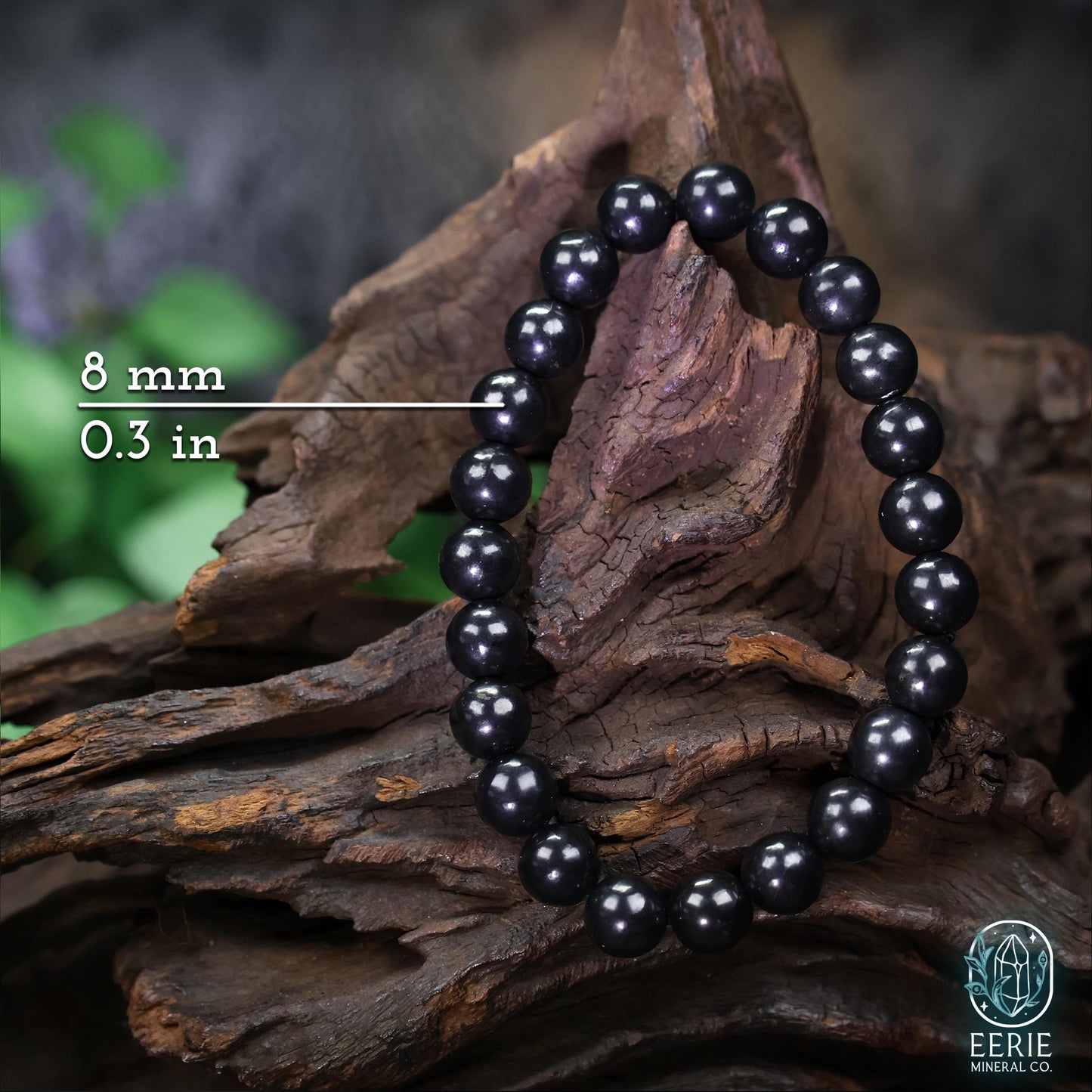 Polished Russian Shungite Beaded Stretch Bracelet