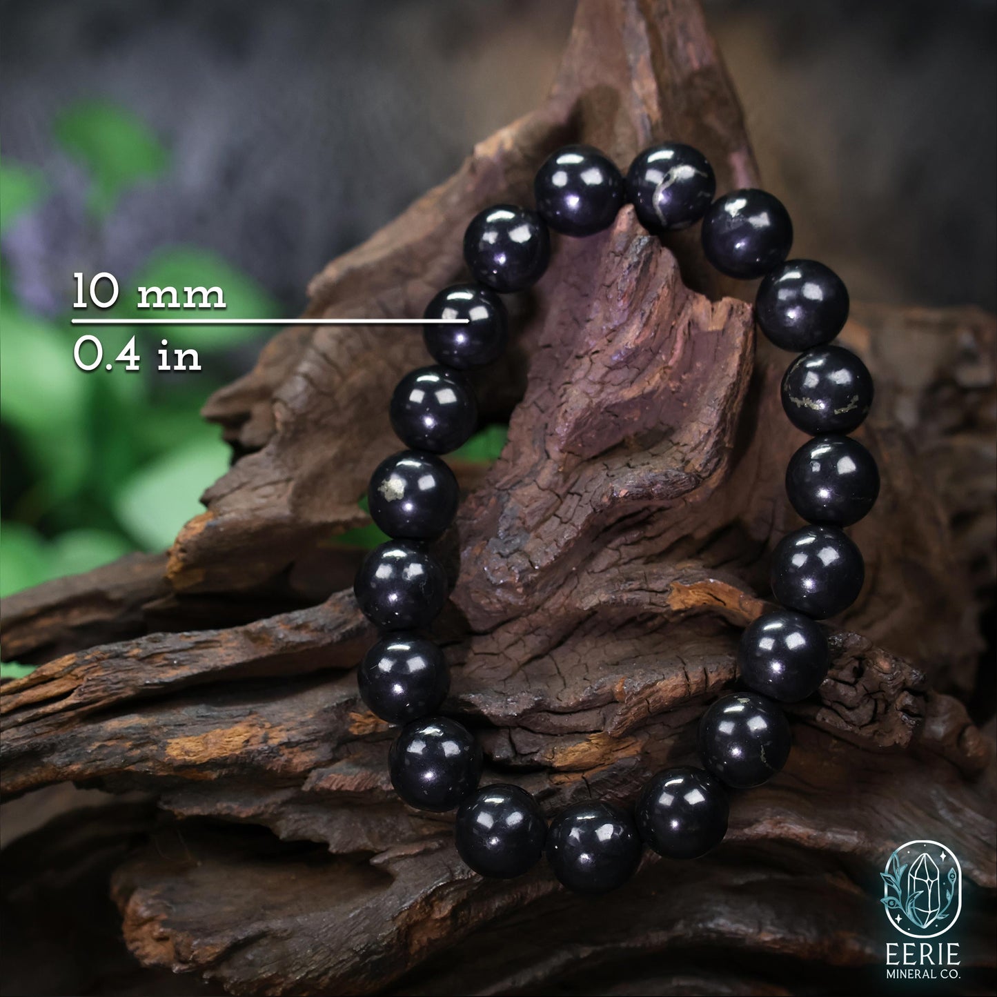 Polished Russian Shungite Beaded Stretch Bracelet