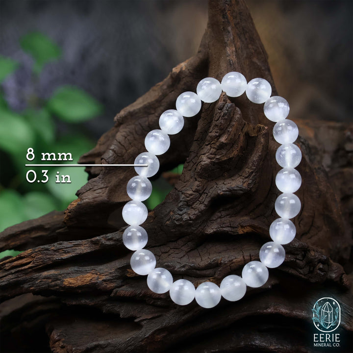 Selenite Gemstone Beaded Boho Stretch Bracelet