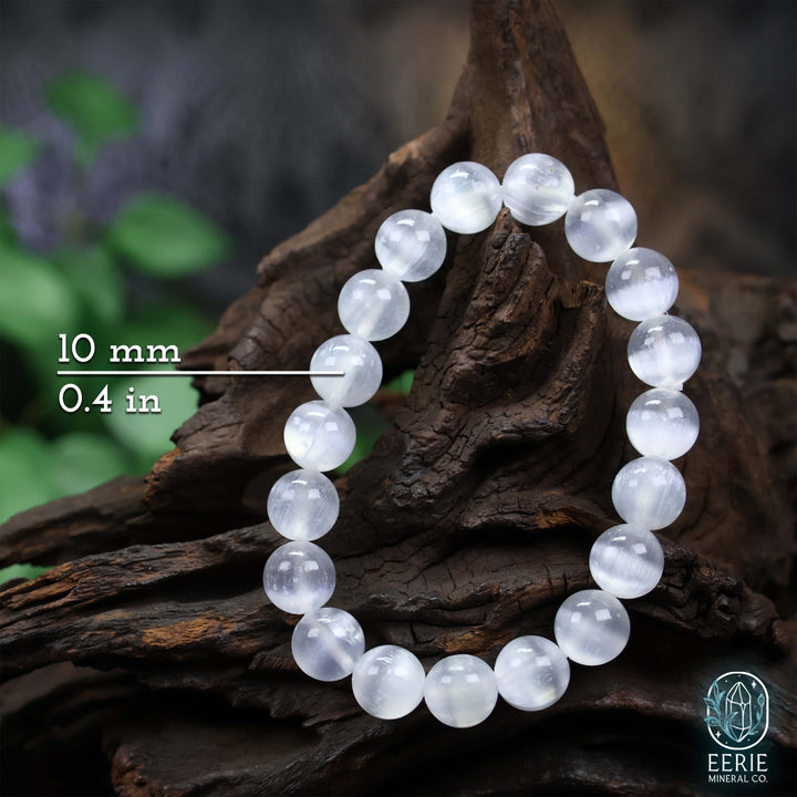 Selenite Gemstone Beaded Boho Stretch Bracelet