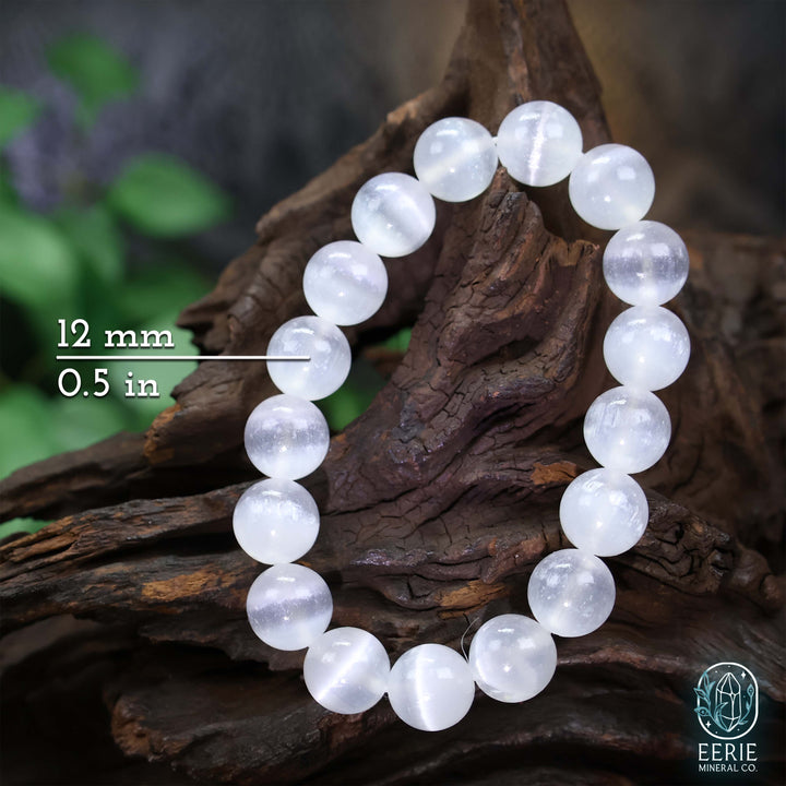 Selenite Gemstone Beaded Boho Stretch Bracelet