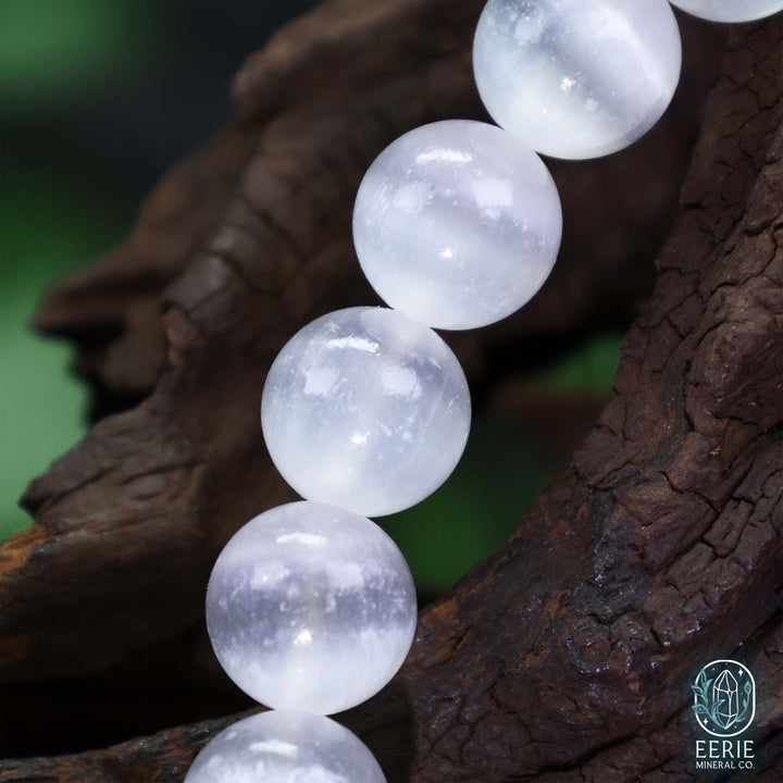 Selenite Gemstone Beaded Boho Stretch Bracelet