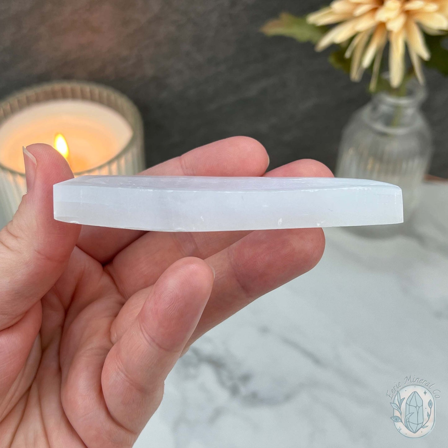 Polished Selenite Coffin Bowl Carving
