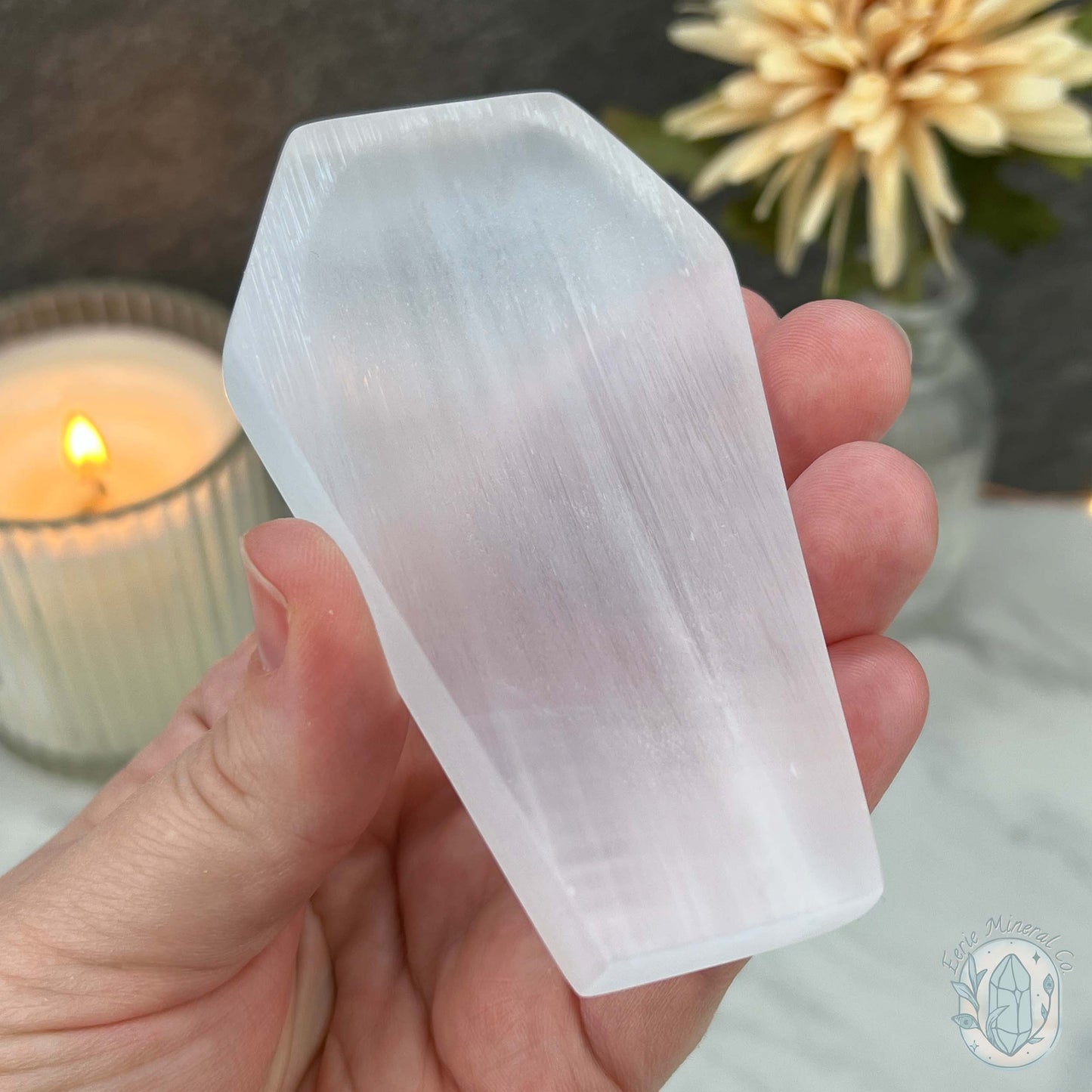 Polished Selenite Coffin Bowl Carvings